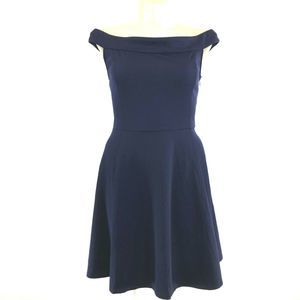 NEW Womens XL Dress Navy Blue‎ ECI New York Off Shoulder Sexy Knit Stretch Party